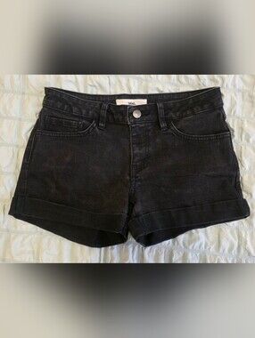 Vans Women’s Black Denim Rolled Cuff Casual Summer Shorts Size 3 / 26
